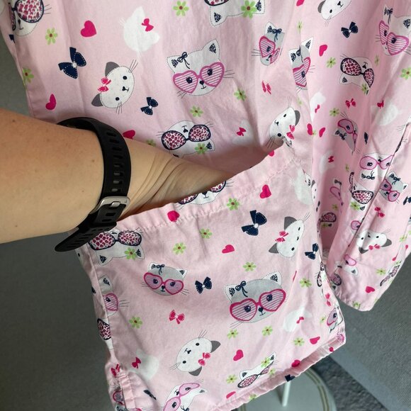 ZOE + CHLOE Bundle Two Tops Scrubs V Neck 100% Cotton Animals Cats Sea Horse , L - Picture 10 of 16